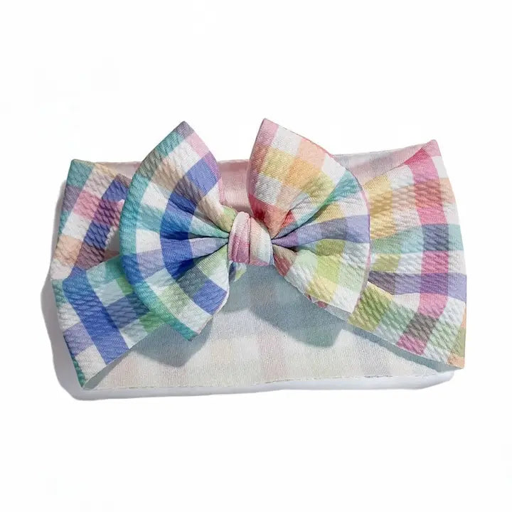 Spring Plaid Baby Headwrap Bow