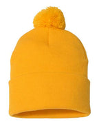 GM 12" Pom-Pom Cuffed Beanie