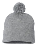 GM 12" Pom-Pom Cuffed Beanie