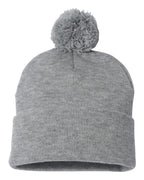 GM 12" Pom-Pom Cuffed Beanie