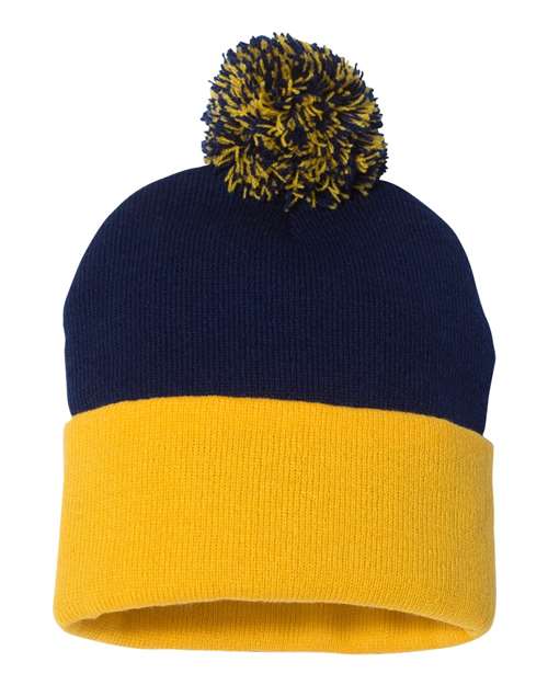 GM 12" Pom-Pom Cuffed Beanie