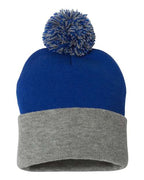GM 12" Pom-Pom Cuffed Beanie