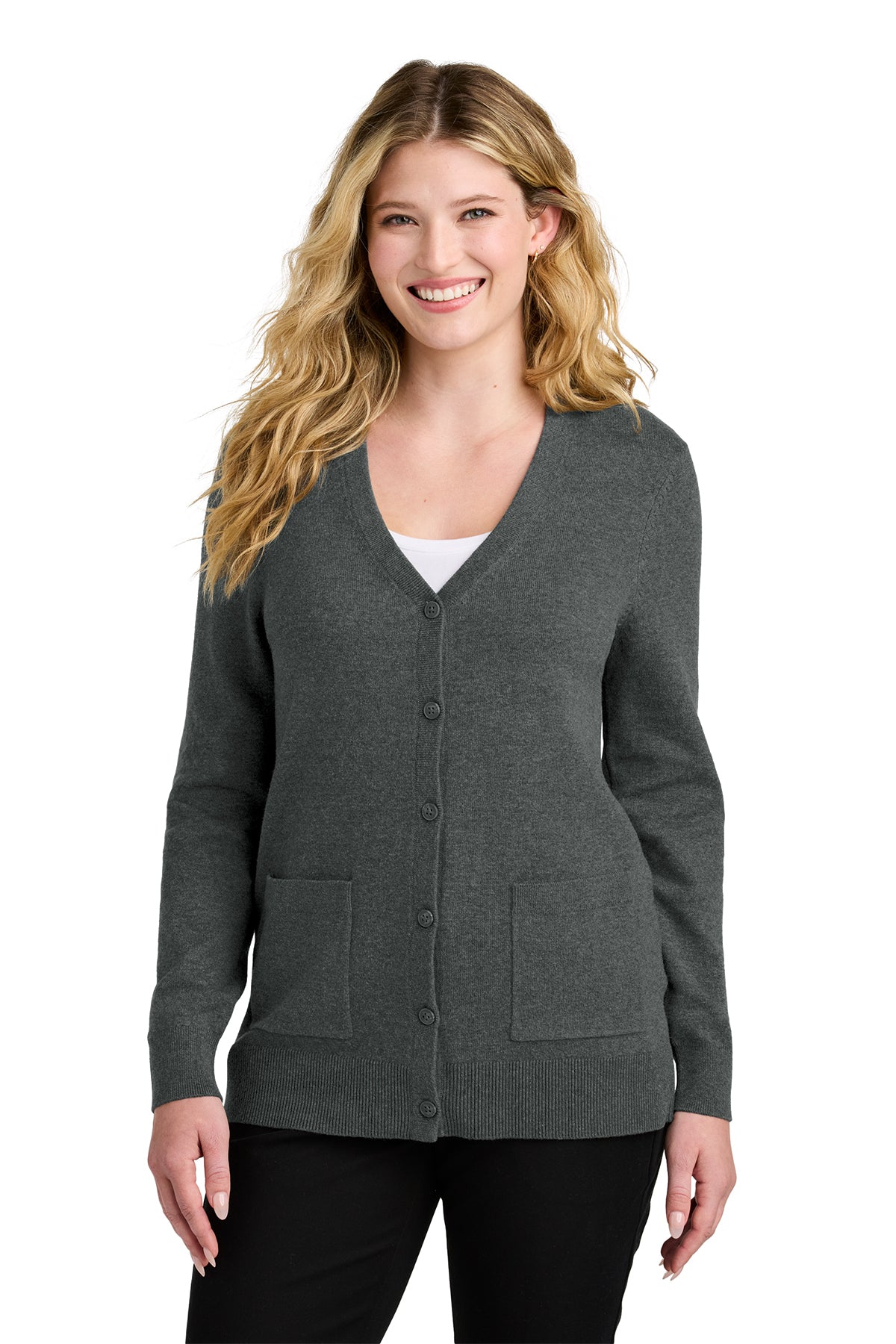 Embroidered Port Authority® Women’s Easy Care Button-Up Cardigan Sweater