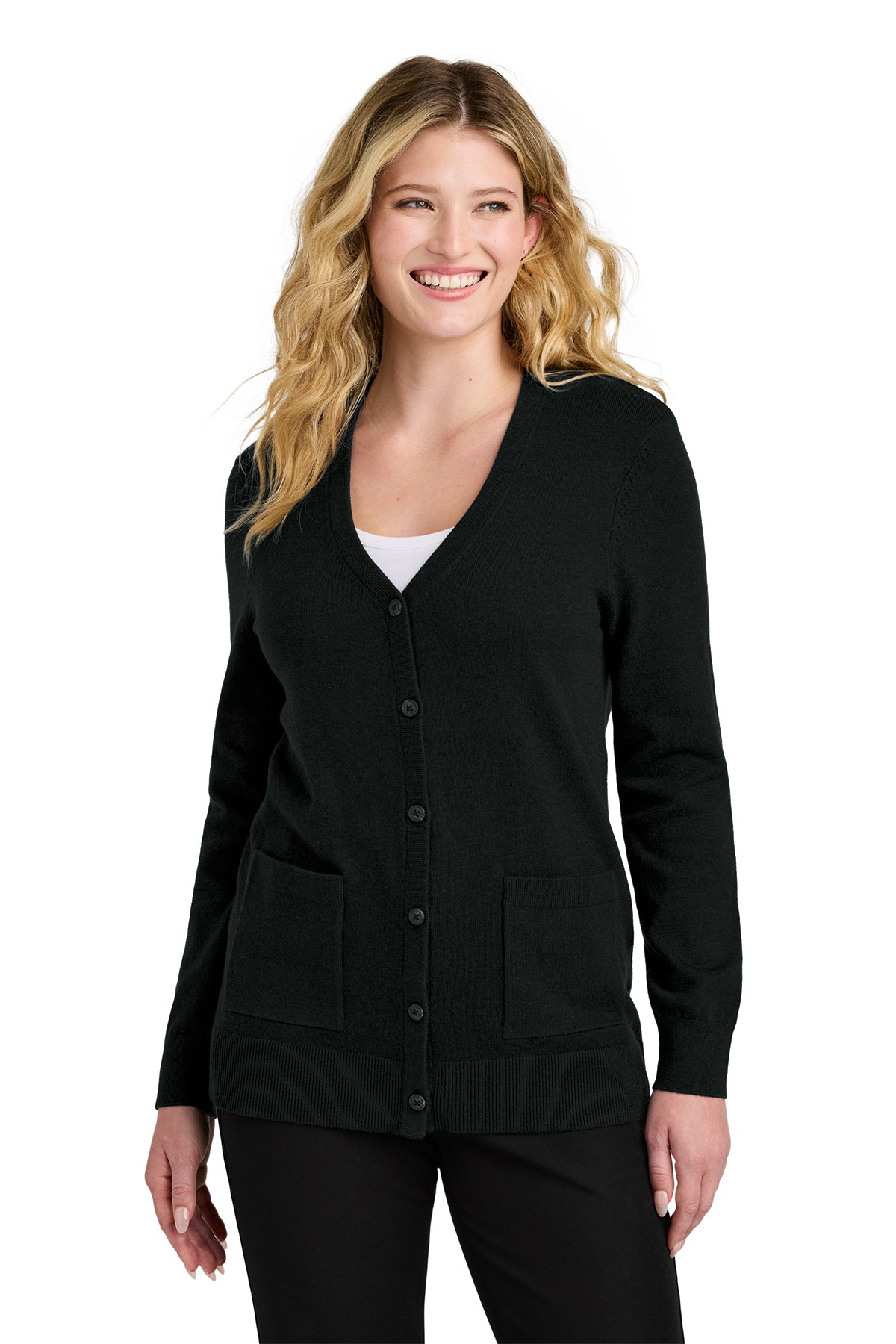Embroidered Port Authority® Women’s Easy Care Button-Up Cardigan Sweater