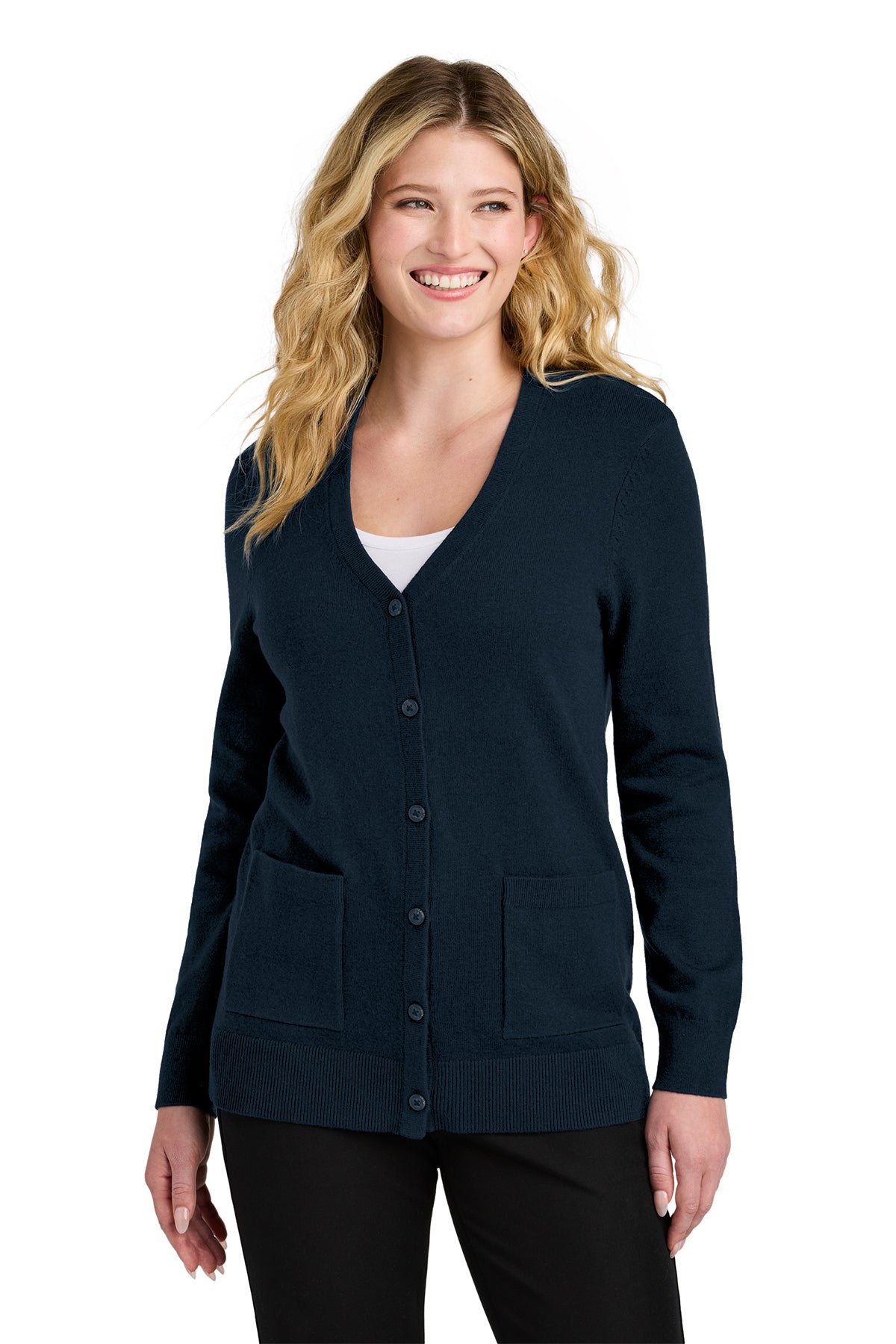 Embroidered Port Authority® Women’s Easy Care Button-Up Cardigan Sweater