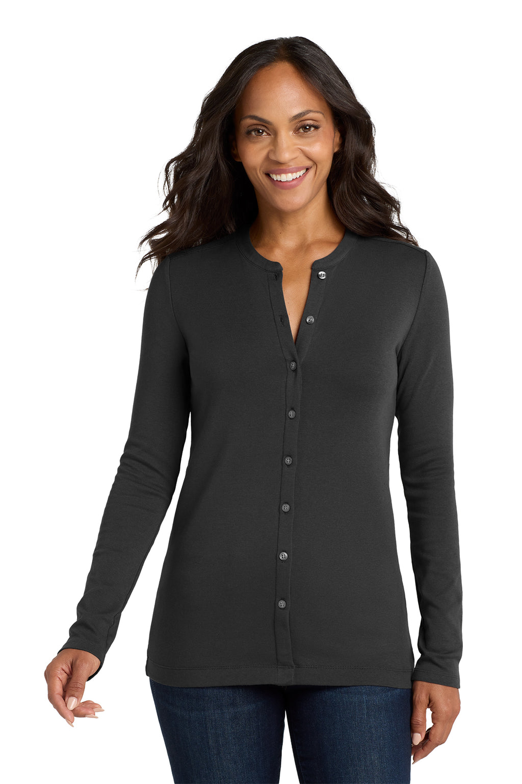 Embroidered Port Authority® Women's Concept Stretch Button-Front Cardigan
