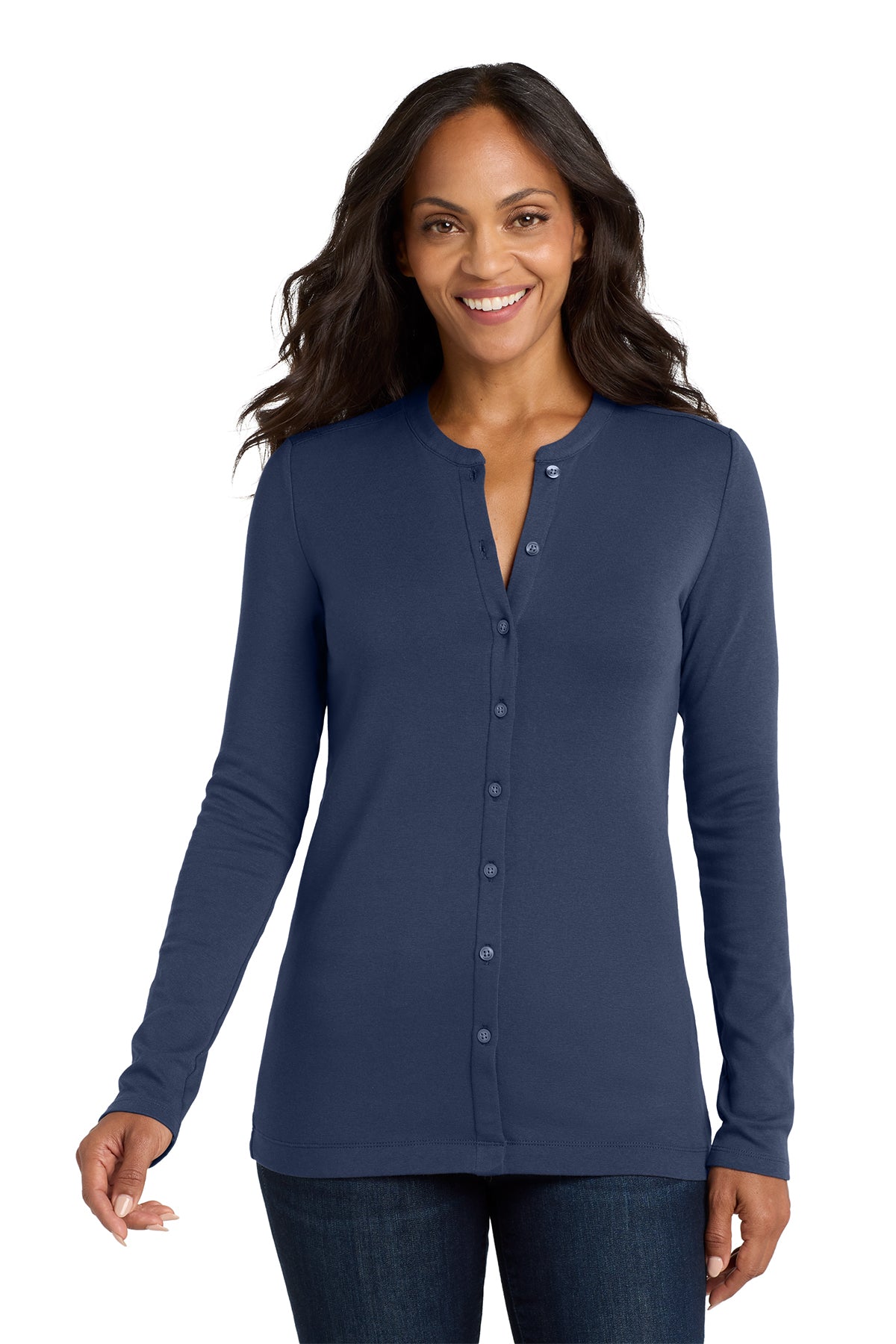 Embroidered Port Authority® Women's Concept Stretch Button-Front Cardigan