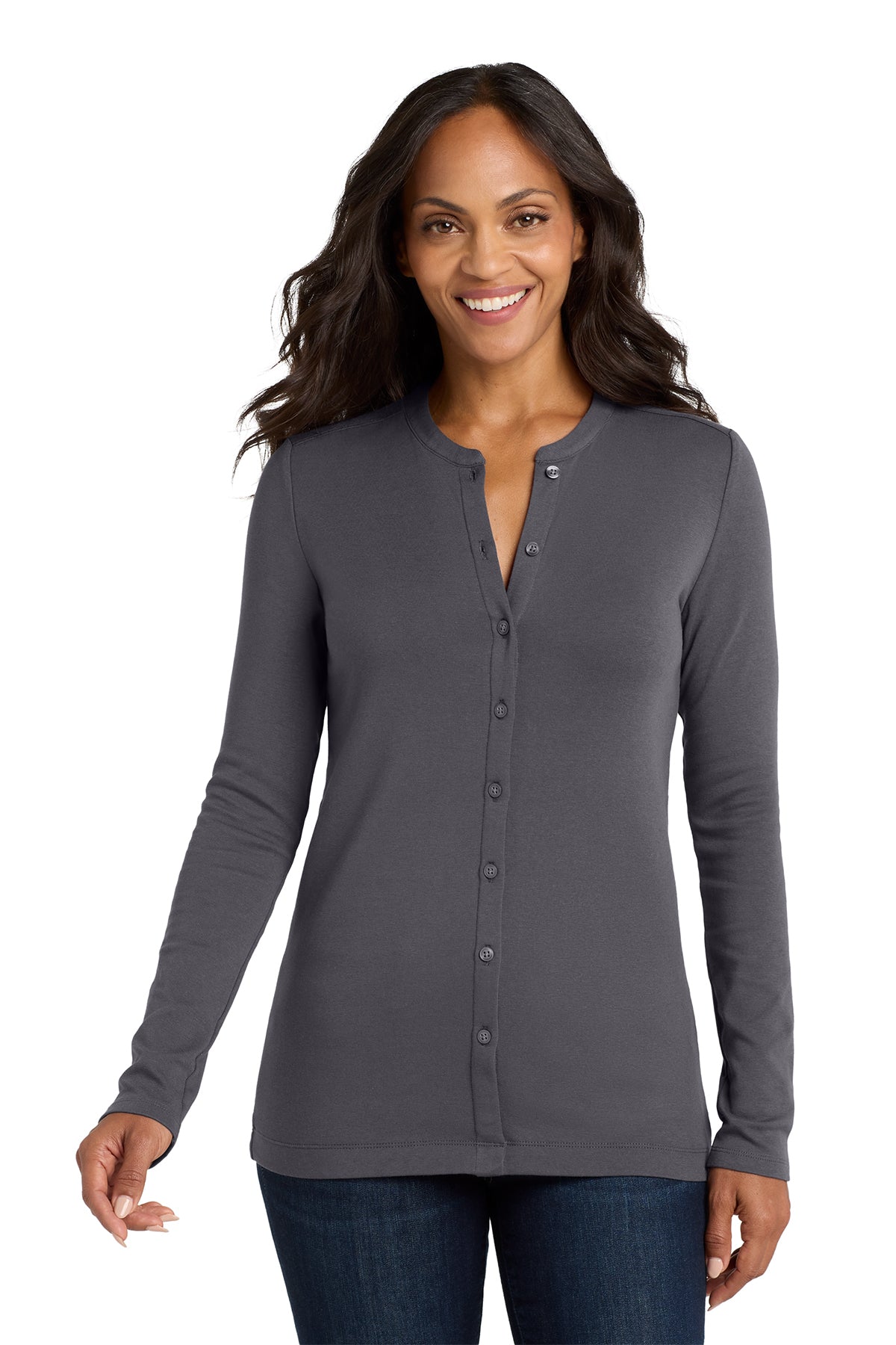 Embroidered Port Authority® Women's Concept Stretch Button-Front Cardigan