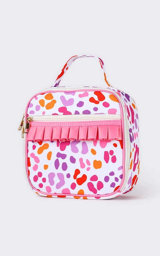 Personalized Cheetah Printed Kids Girls Backpack & Lunchbox Bundle