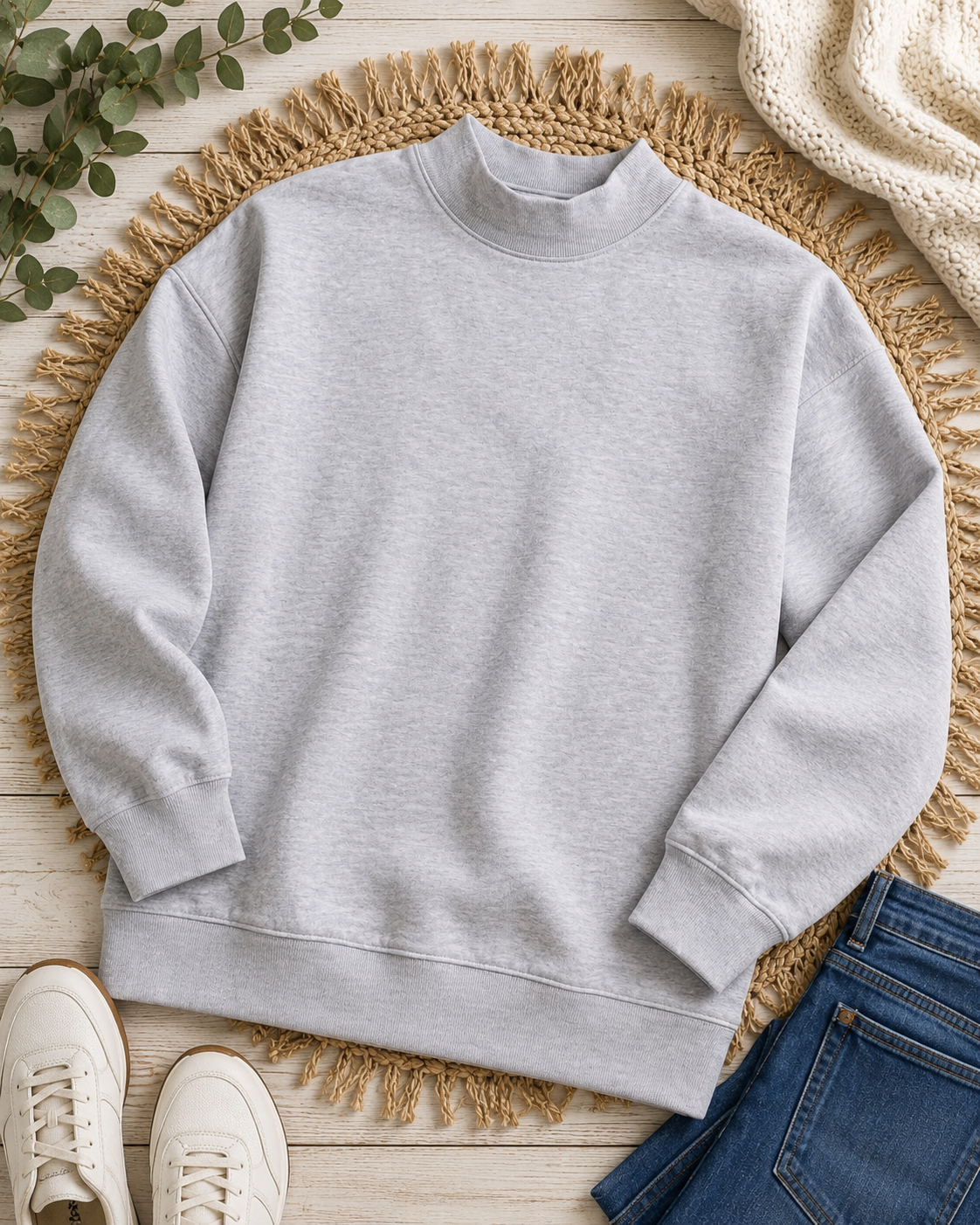 Premium Embroidered Mock Neck Sweatshirt – Preorder