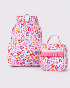 Personalized Cheetah Printed Kids Girls Backpack & Lunchbox Bundle