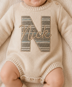 Personalized Applique Knit Non-Ruffle Romper
