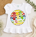 Girls' Ruffle Tee – Crayon Trio Appliqué