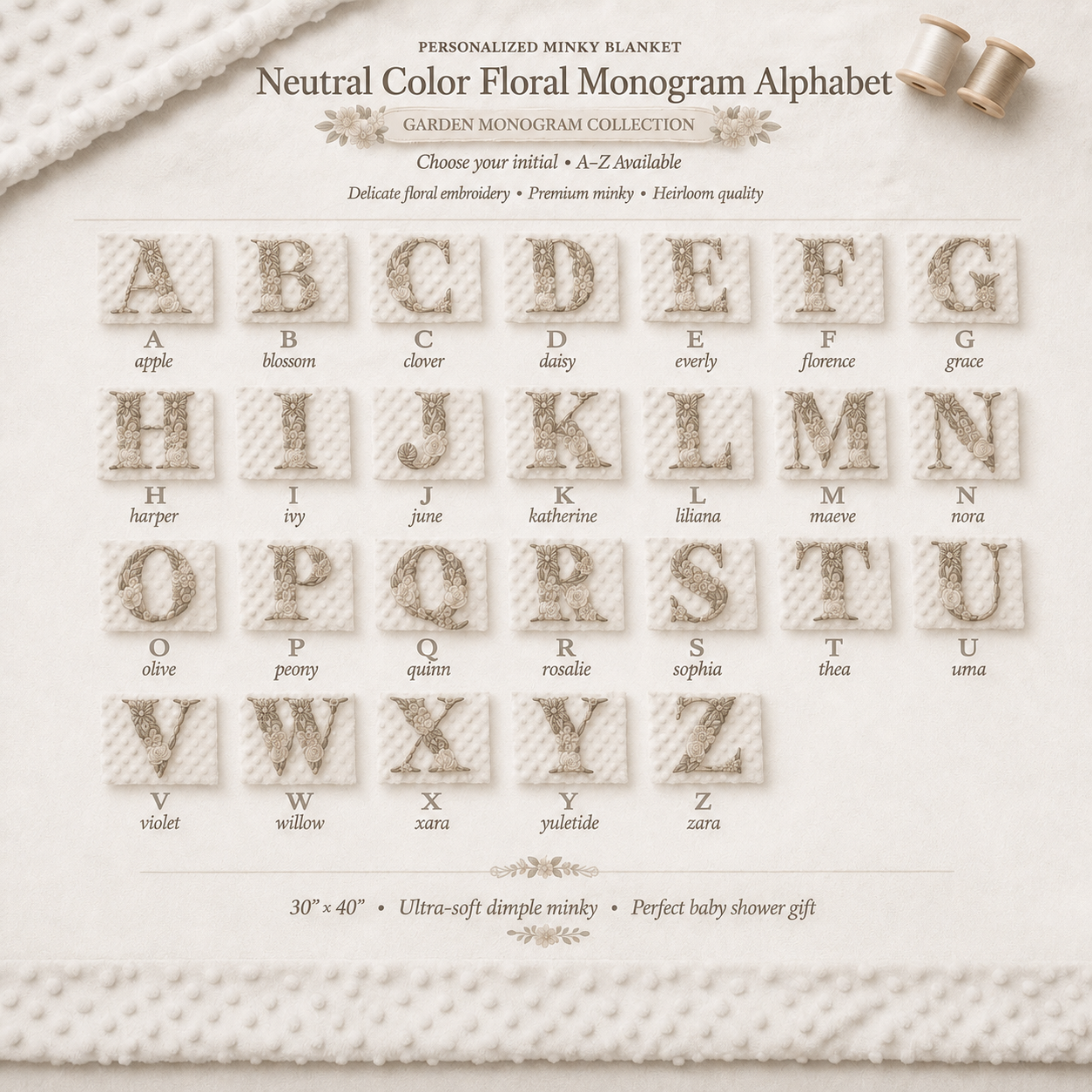 Floral Monogram Baby Blanket