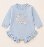 Personalized Applique Knit Ruffle Romper