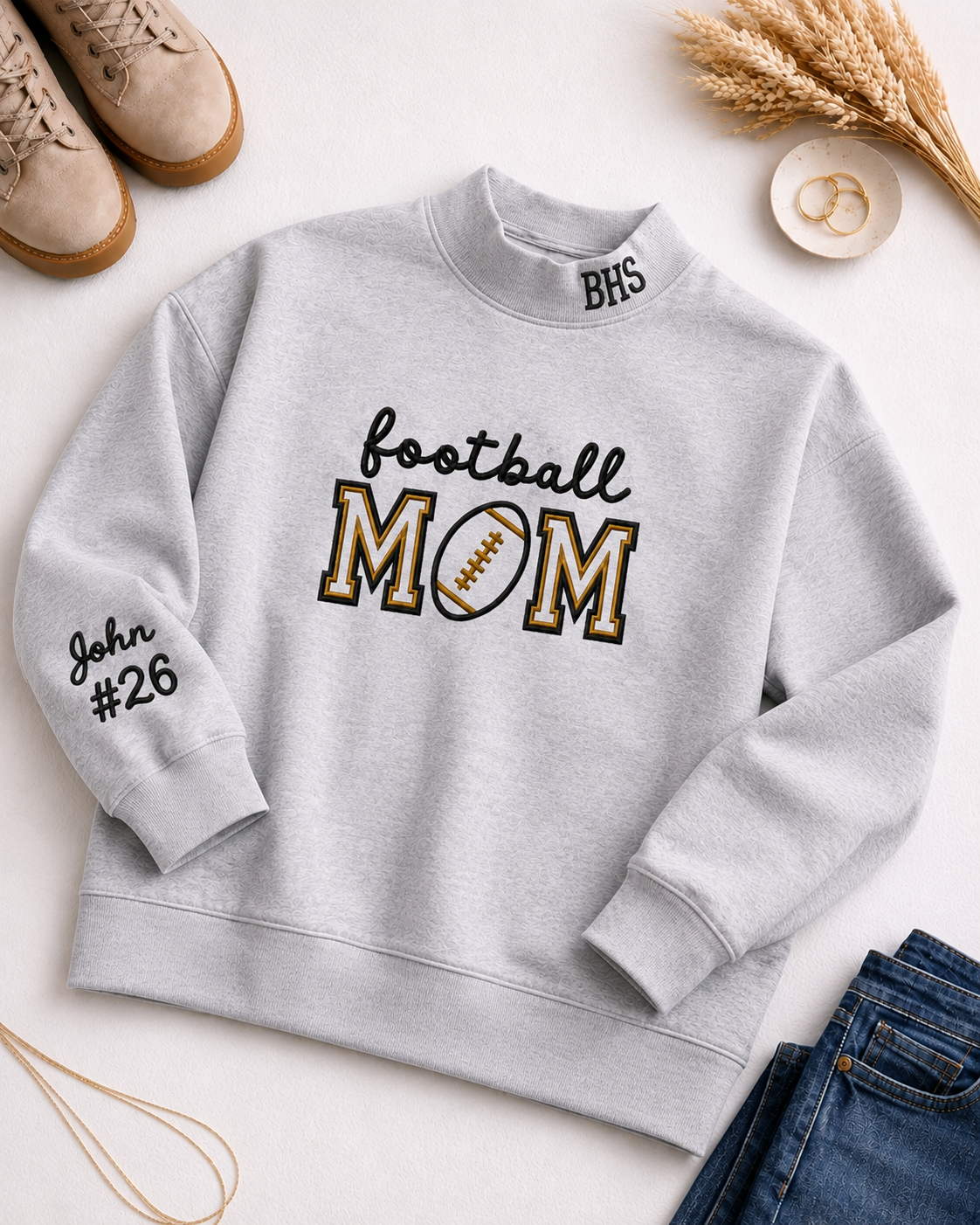 Premium Embroidered Mock Neck Sweatshirt – Preorder