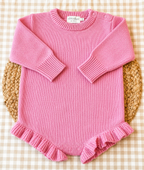 Personalized Applique Knit Ruffle Romper