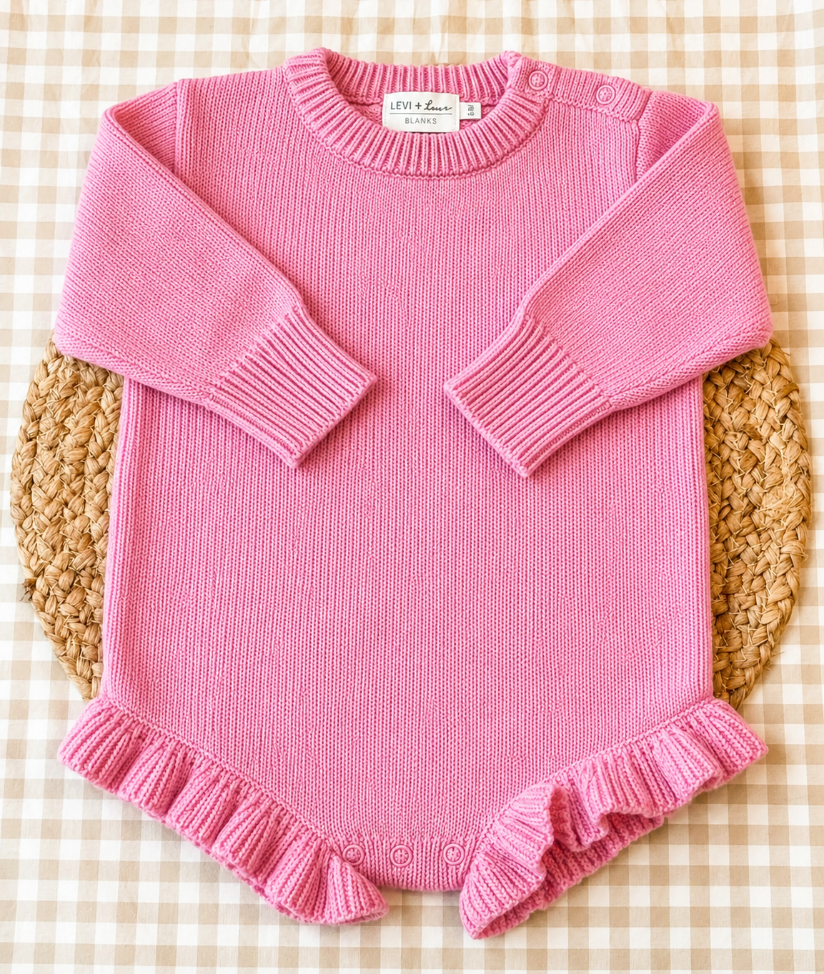 Personalized Applique Knit Ruffle Romper