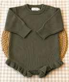 Personalized Applique Knit Ruffle Romper