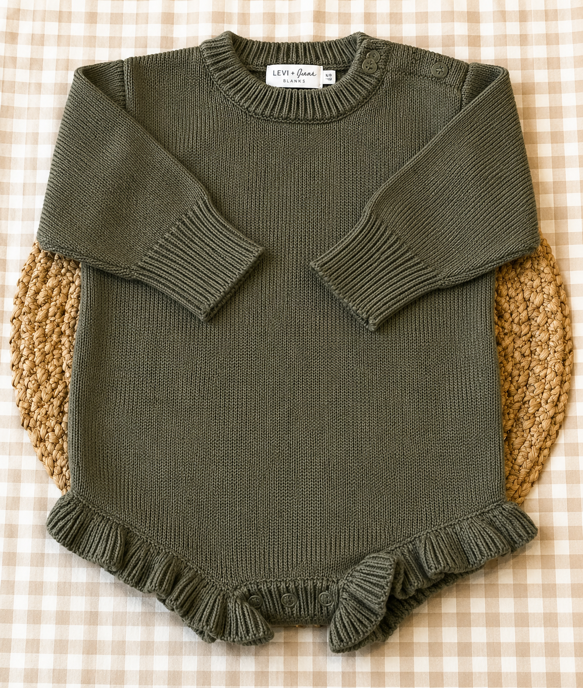 Personalized Applique Knit Ruffle Romper