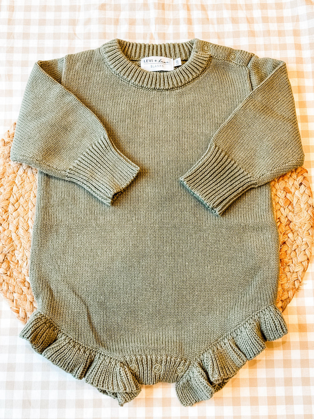Personalized Applique Knit Ruffle Romper