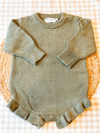 Personalized Applique Knit Ruffle Romper