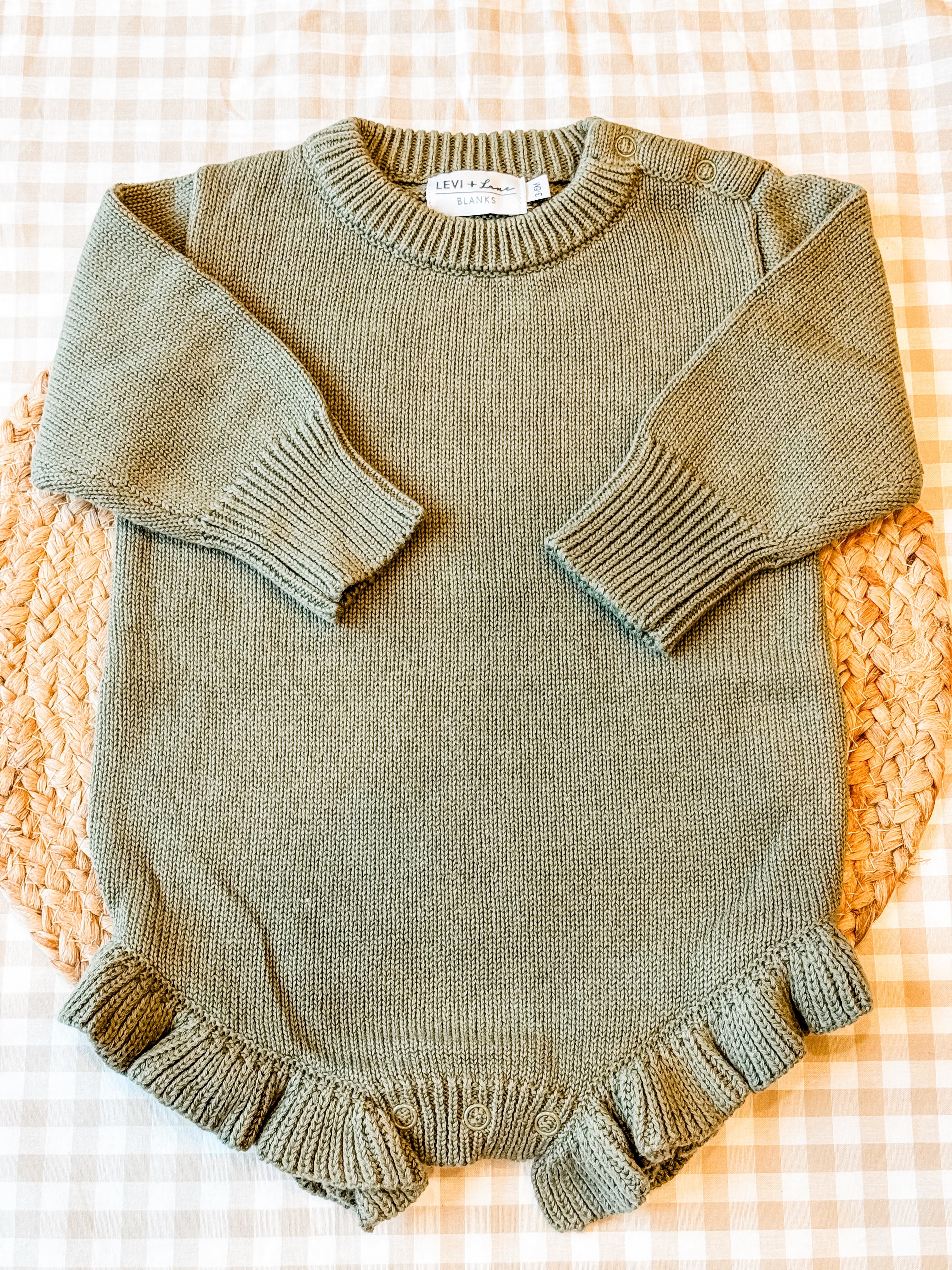 Personalized Applique Knit Ruffle Romper