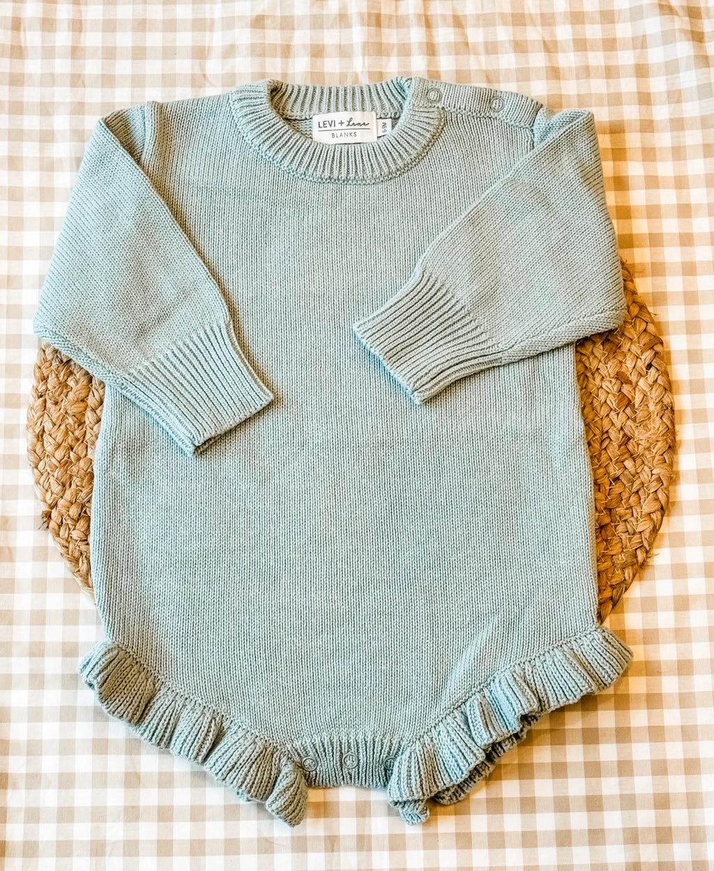 Personalized Applique Knit Ruffle Romper