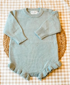 Personalized Applique Knit Ruffle Romper