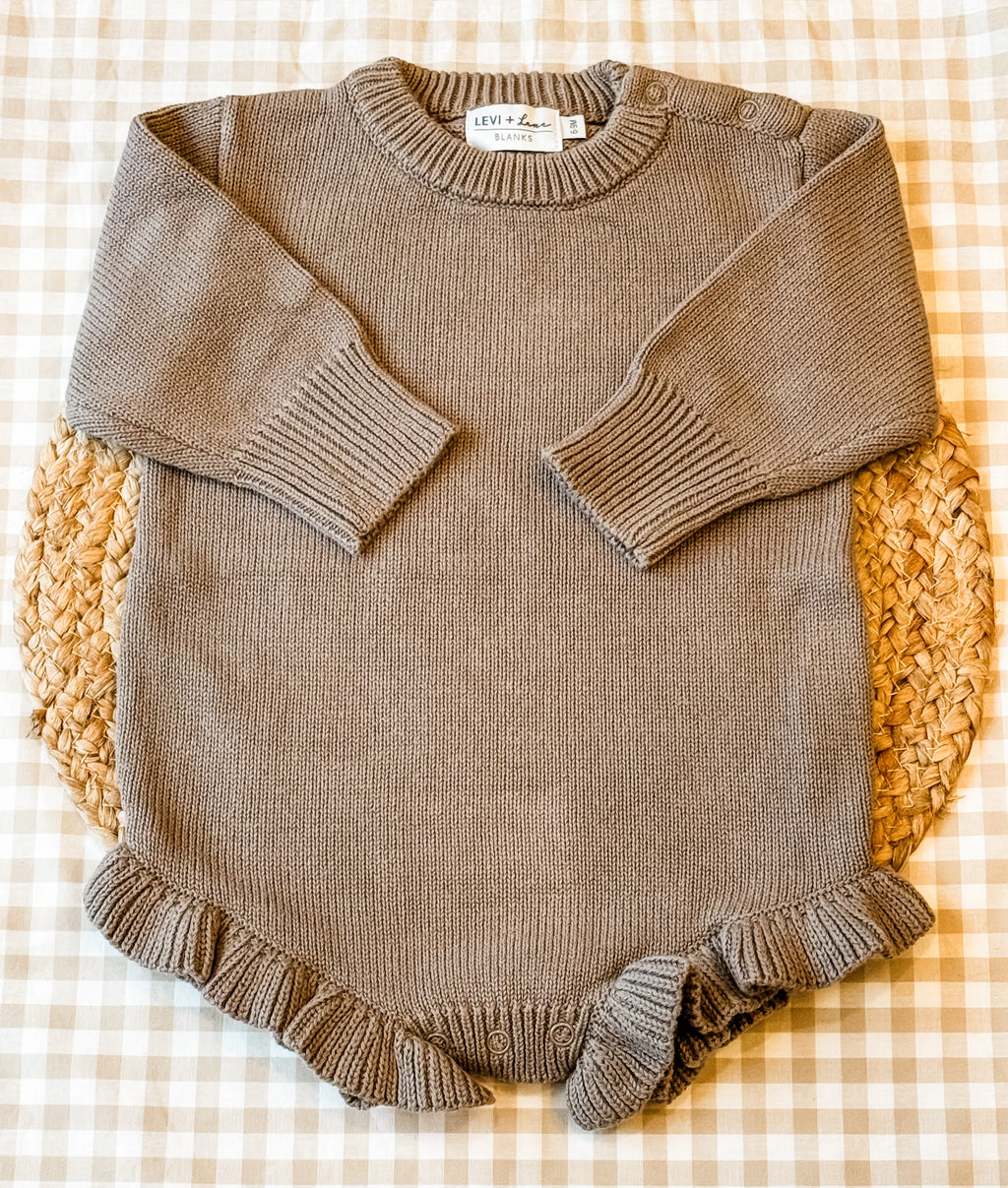 Personalized Applique Knit Ruffle Romper
