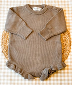 Personalized Applique Knit Ruffle Romper