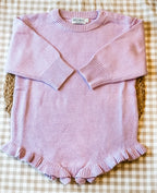 Personalized Applique Knit Ruffle Romper