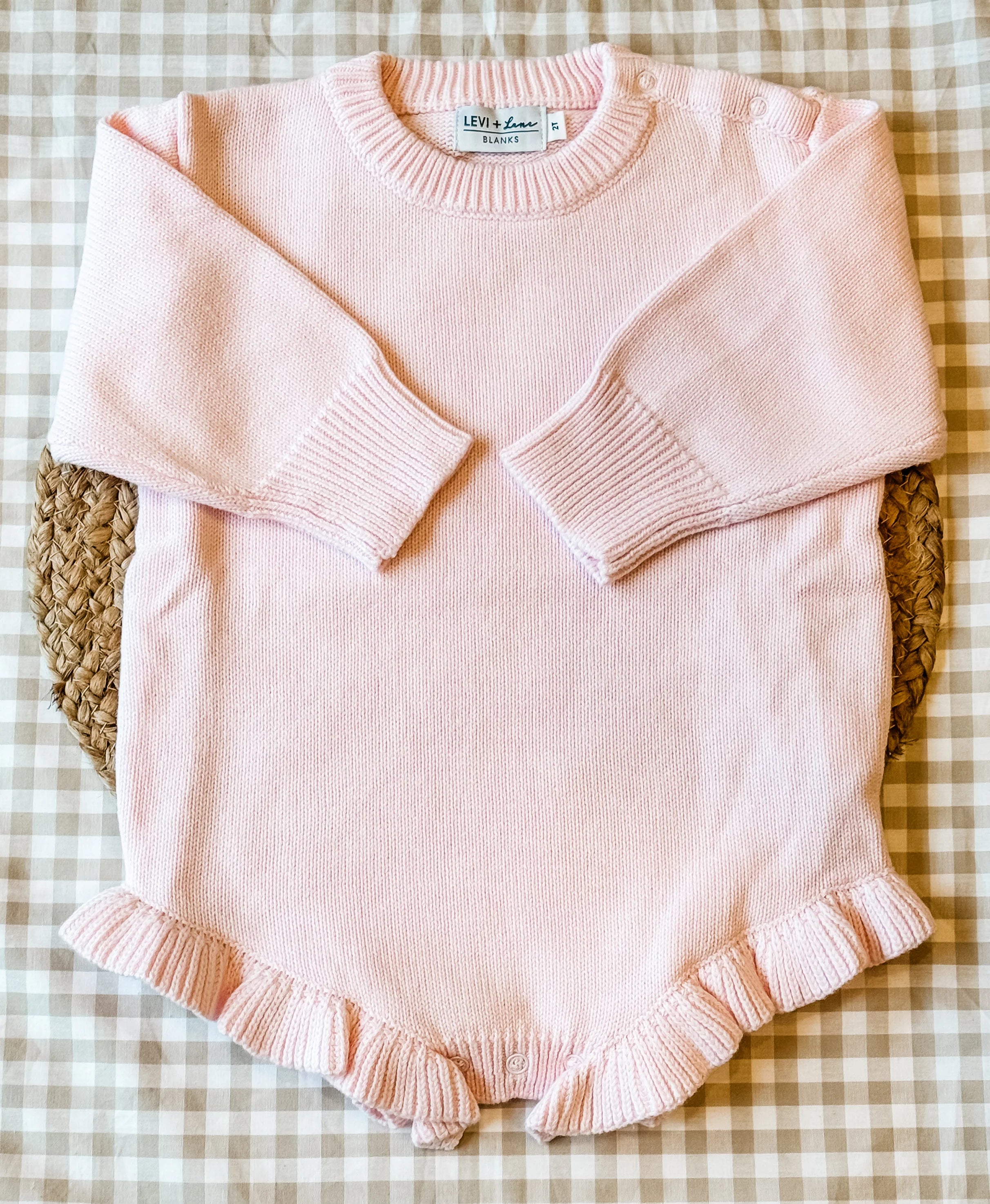 Personalized Applique Knit Ruffle Romper