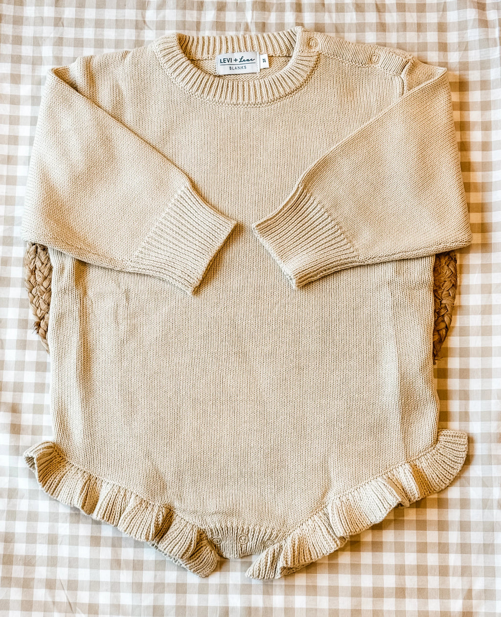 Personalized Applique Knit Ruffle Romper