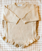 Personalized Applique Knit Ruffle Romper