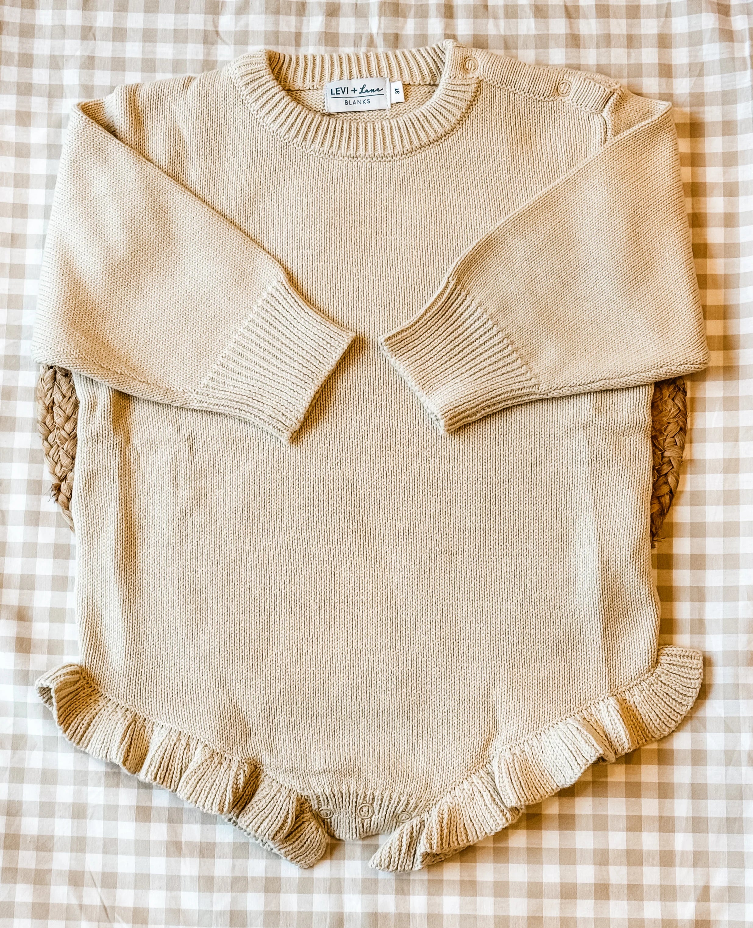 Personalized Applique Knit Ruffle Romper