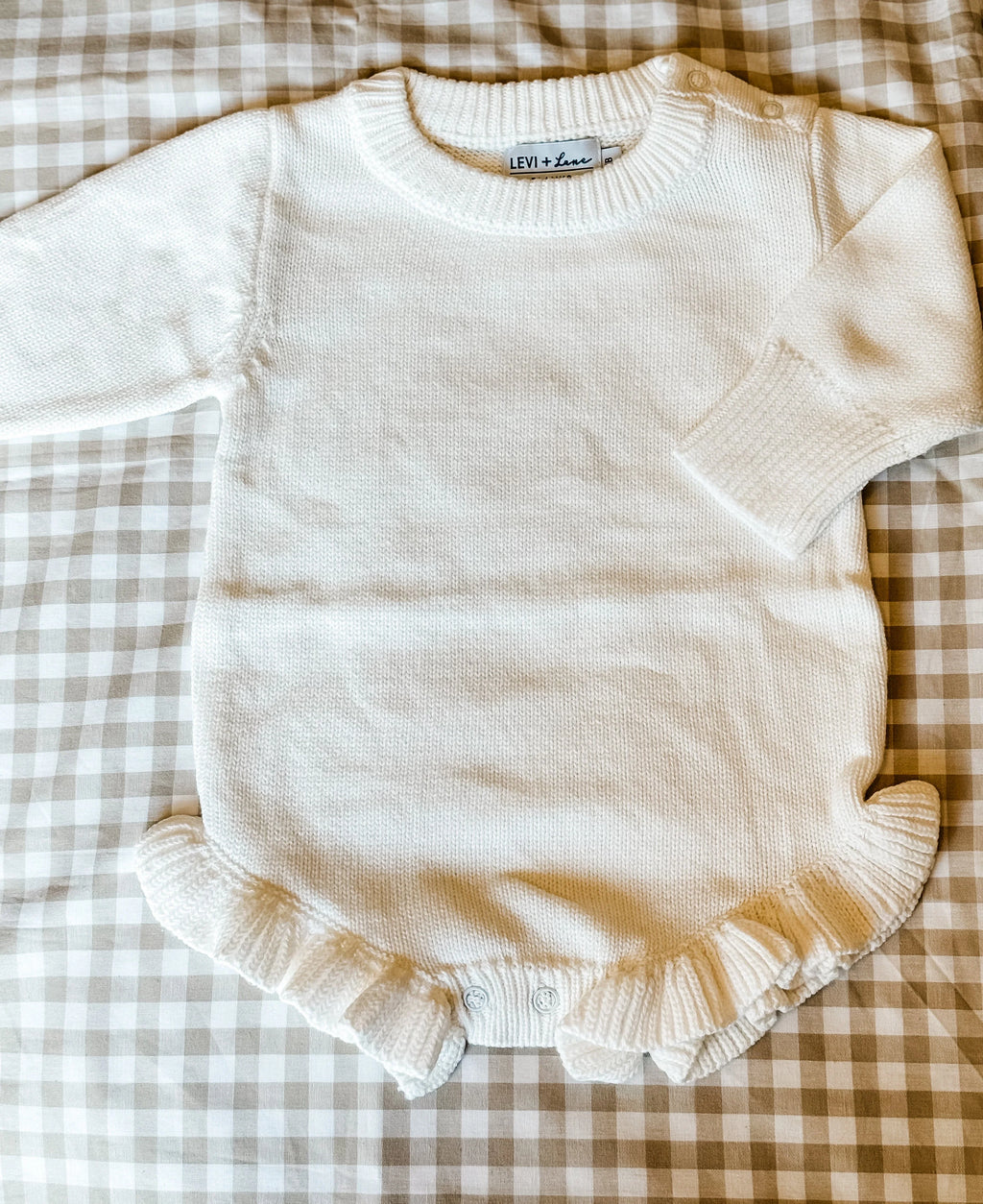 Personalized Applique Knit Ruffle Romper