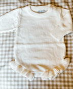 Personalized Applique Knit Ruffle Romper