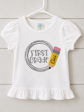 Girls' Ruffle Tee – Grade Level Pencil Appliqué