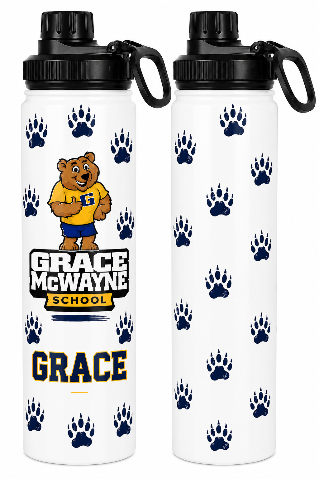 GM Personalized Grace McWayne Mascot Water Bottle