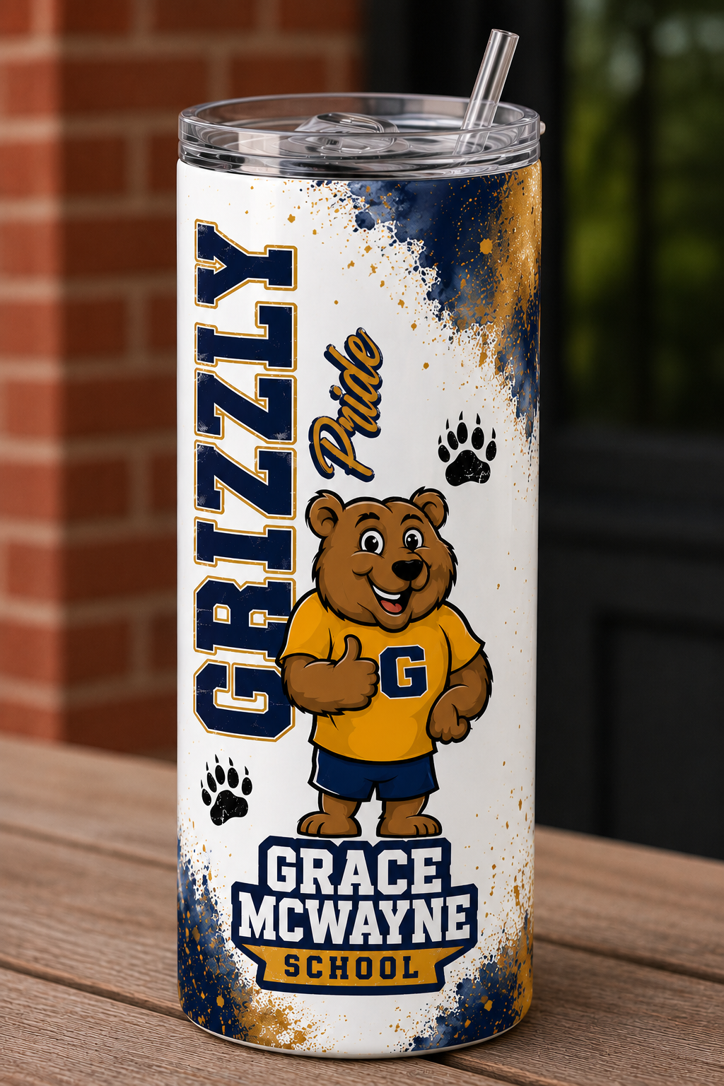 GM Personalized Grace McWayne Grizzly Pride Skinny Tumbler