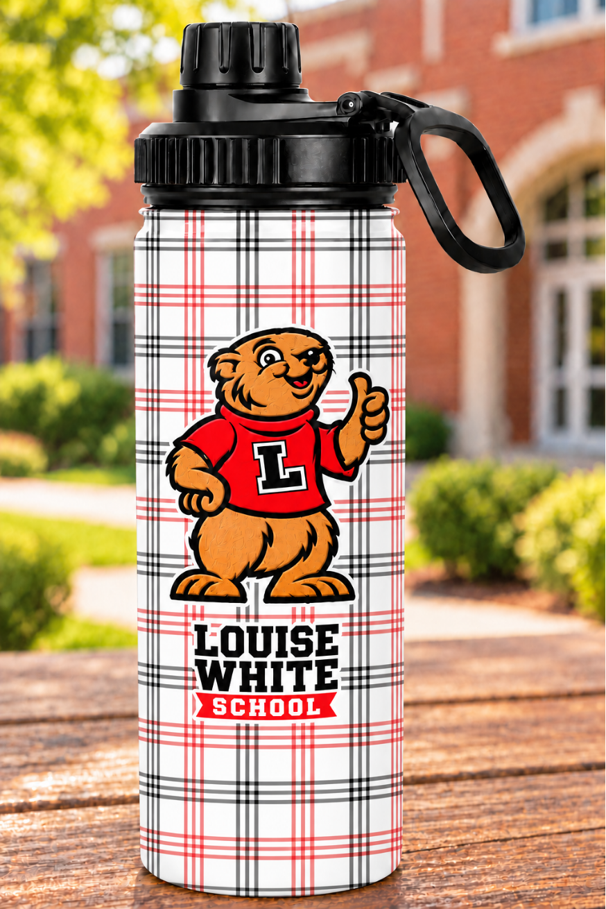 LW Personalized Louise White Prairie Dog Plaid Sport Water Bottle
