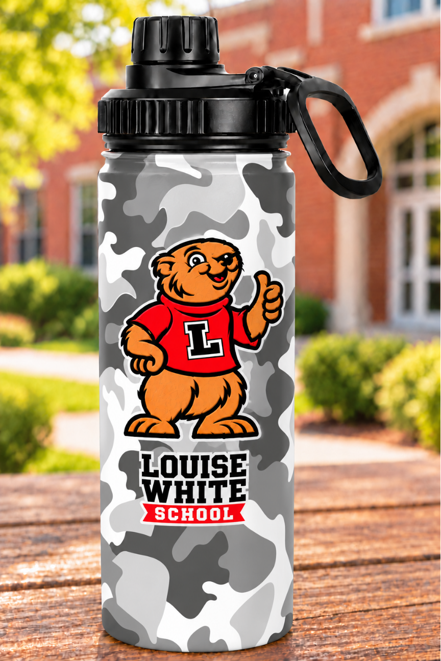 LW Personalized Louise White Prairie Dog Camo Sport Water Bottle