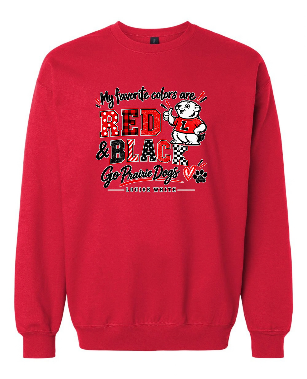 LW Youth/Adult Red and Black Midweight Crewneck Sweatshirt