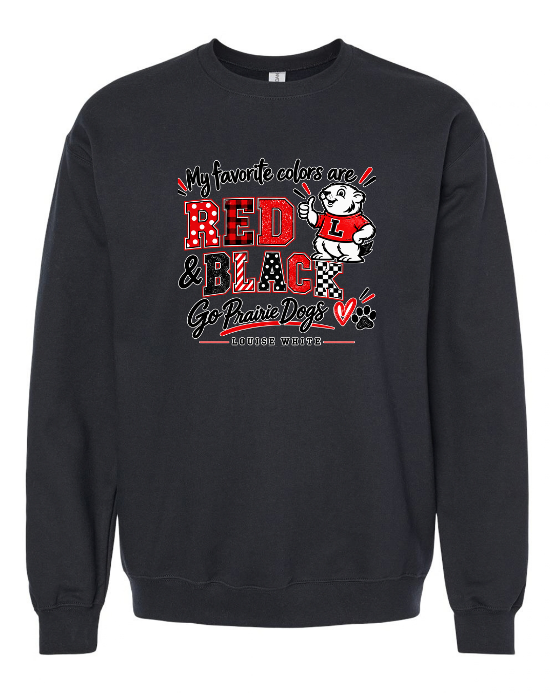 LW Youth/Adult Red and Black Midweight Crewneck Sweatshirt