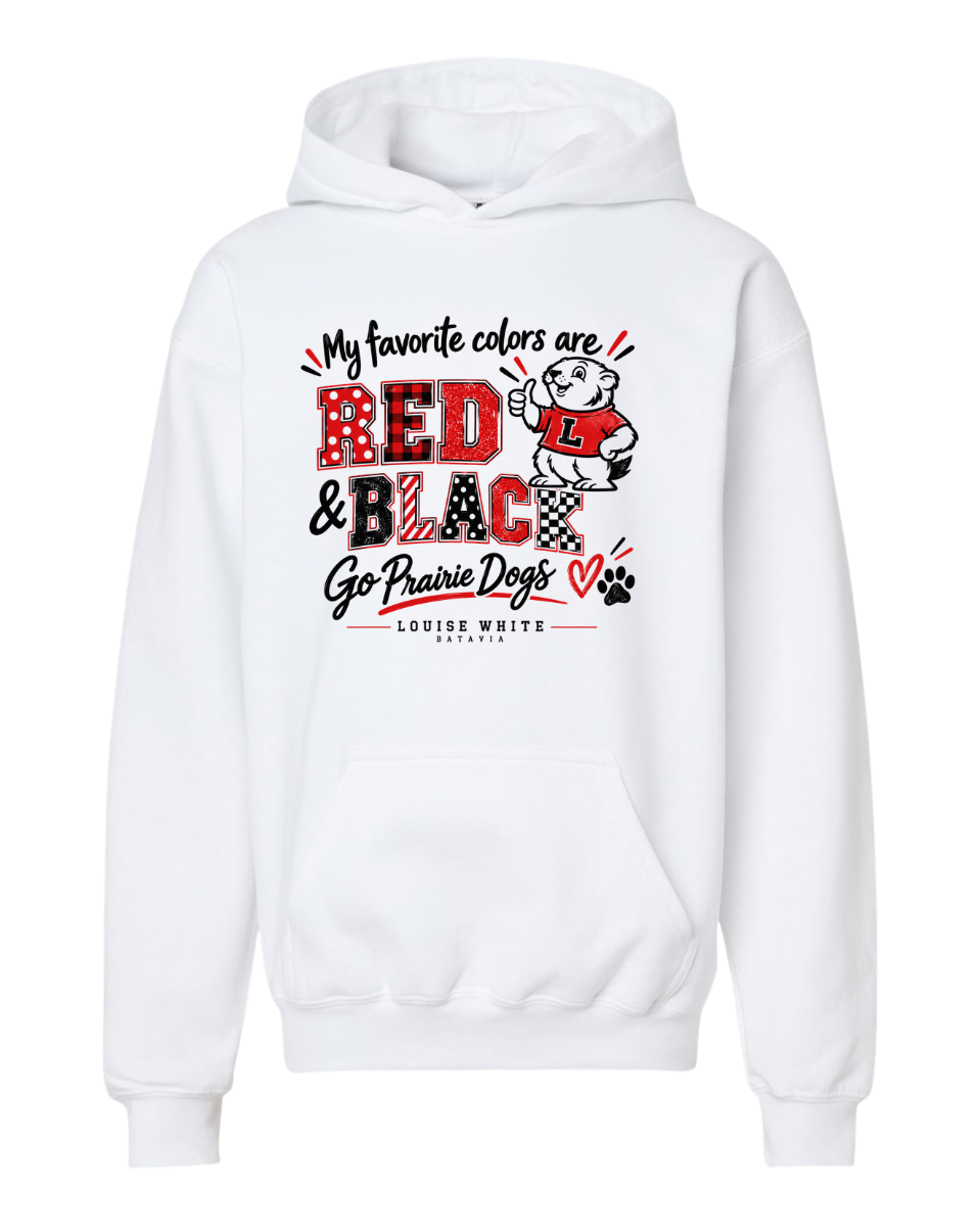 LW Youth/Adult LW Red and Black Midweight Hooded Sweatshirt