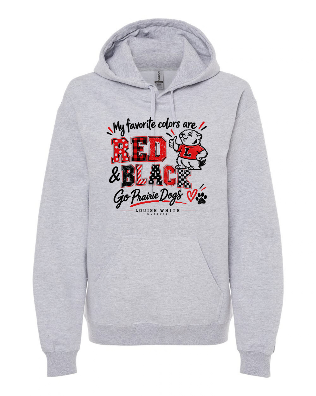 LW Youth/Adult LW Red and Black Midweight Hooded Sweatshirt