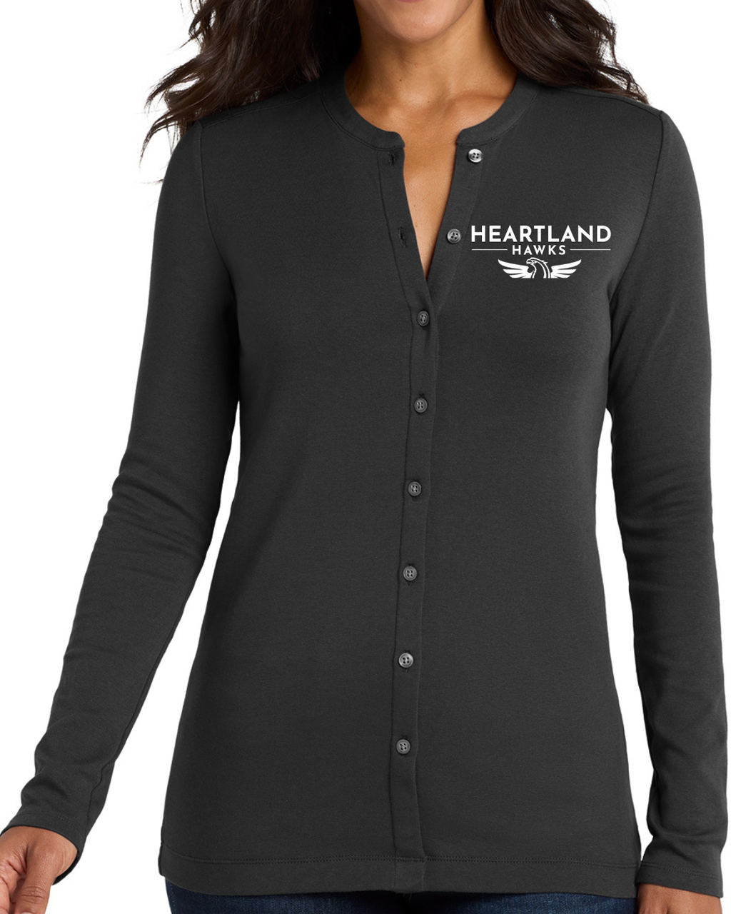 Embroidered Port Authority® Women's Concept Stretch Button-Front Cardigan