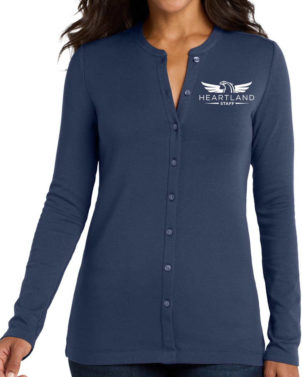 Embroidered Port Authority® Women's Concept Stretch Button-Front Cardigan