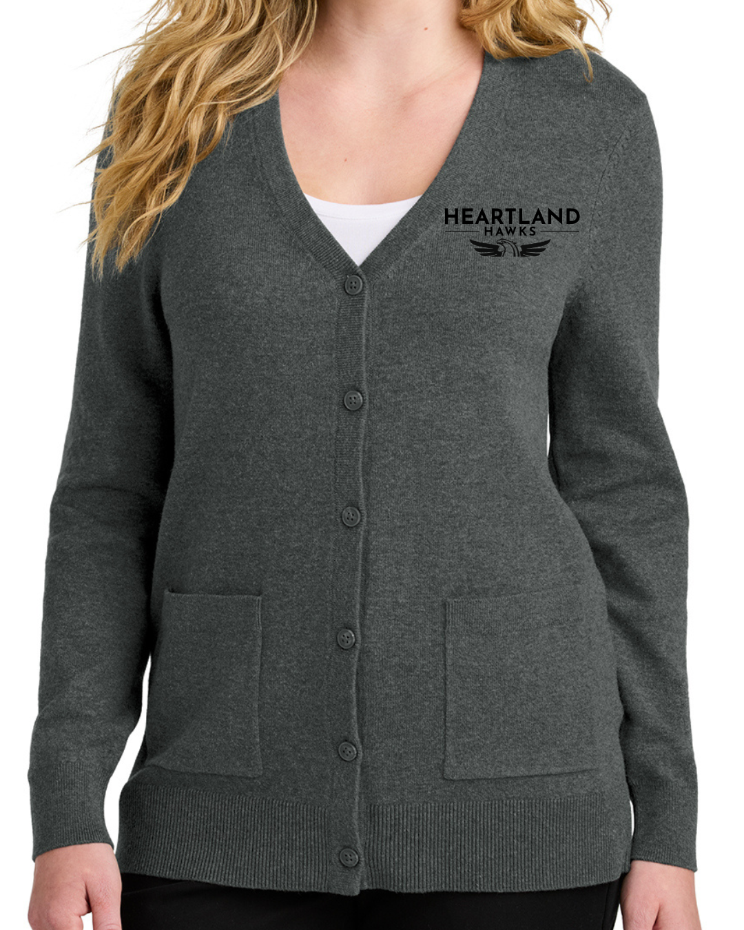 Embroidered Port Authority® Women’s Easy Care Button-Up Cardigan Sweater